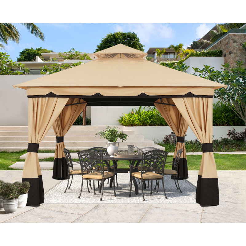 Steel Patio The Soft Roof Gazebos, Khaki, 11 Ft. W X 11 Ft. D