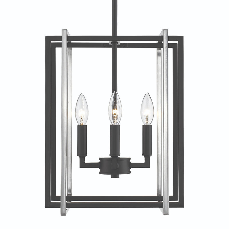 Luminaire suspendu rectangulaire 4 lumières Isiah, Étain