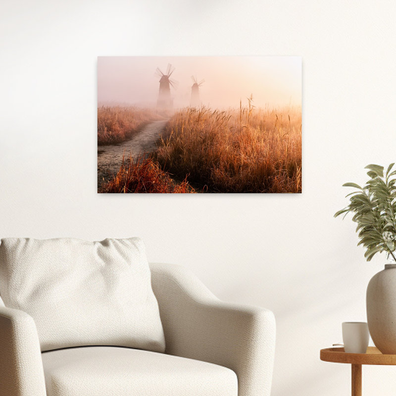 «Eom - Morning Mist Abstract Contemporary Landscape Architecture», art mural, H 16 po x l 24 po
