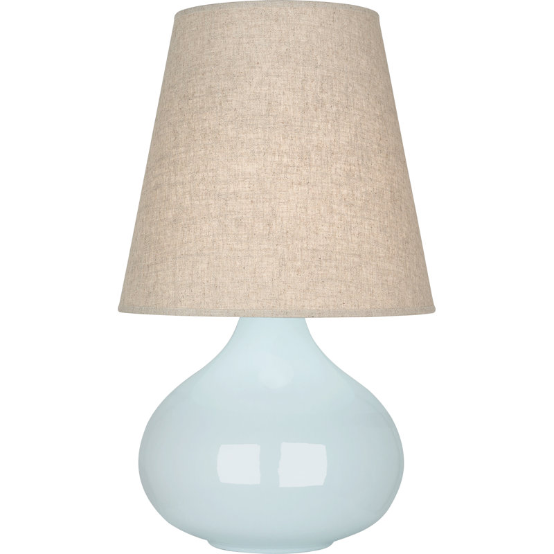 June 24" Table Lamp, Baby Blue, Buff Linen