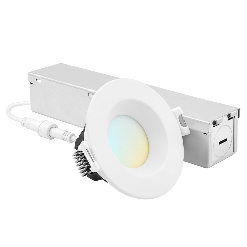 Plafonnier encastré DEL Luxrite 2 pouces J-Box 8W 5CCT sélectionnable 2700K-5000K 660 lumens, éclairage encastré à intensité variable et homologué ETL