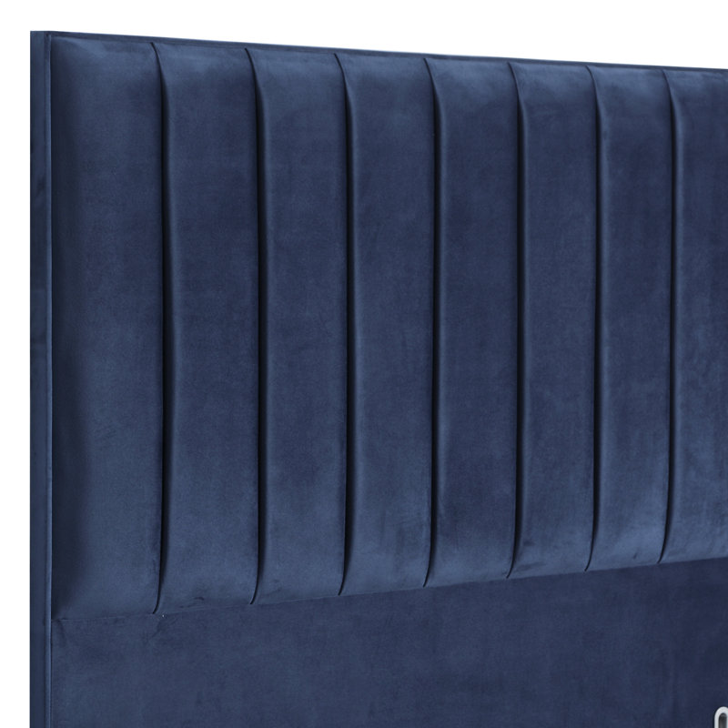 Upholstered Headboard, Navy, Small Double (4'), Velvet