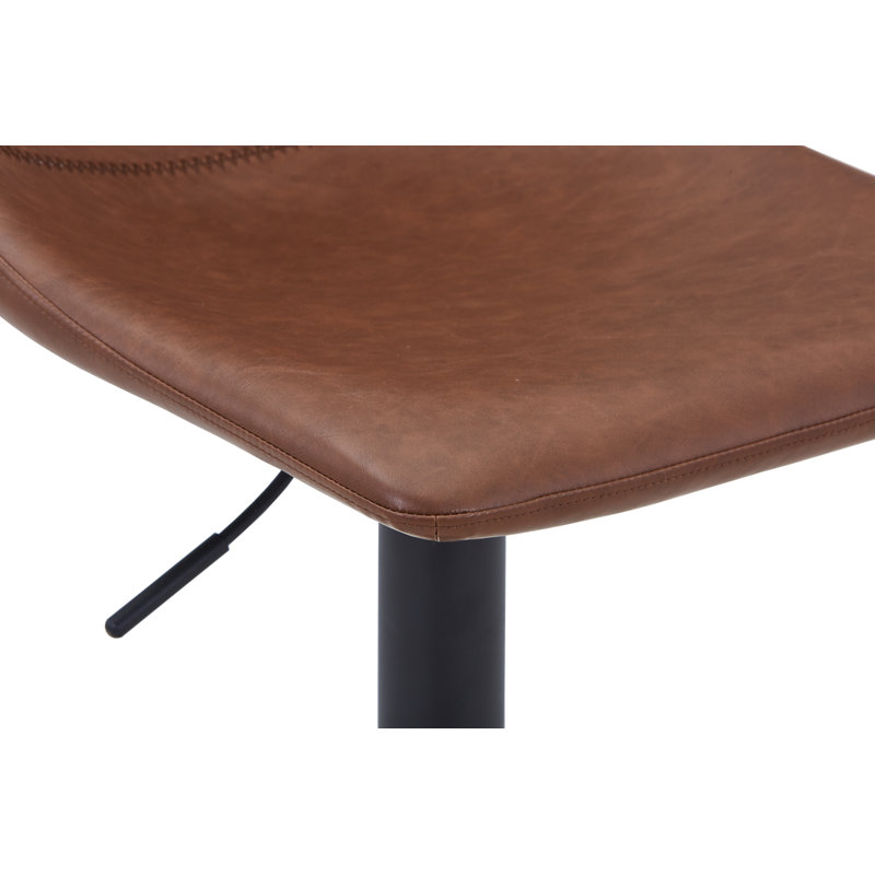 Maximilian Modern Adjustable Swivel Bar Stool – PU Leather Seat with Footrest & Iron Base – 360° Rotation, Counter & Bar Height Chair for Kitchen Island, Home Bar, Pub, Dining Room