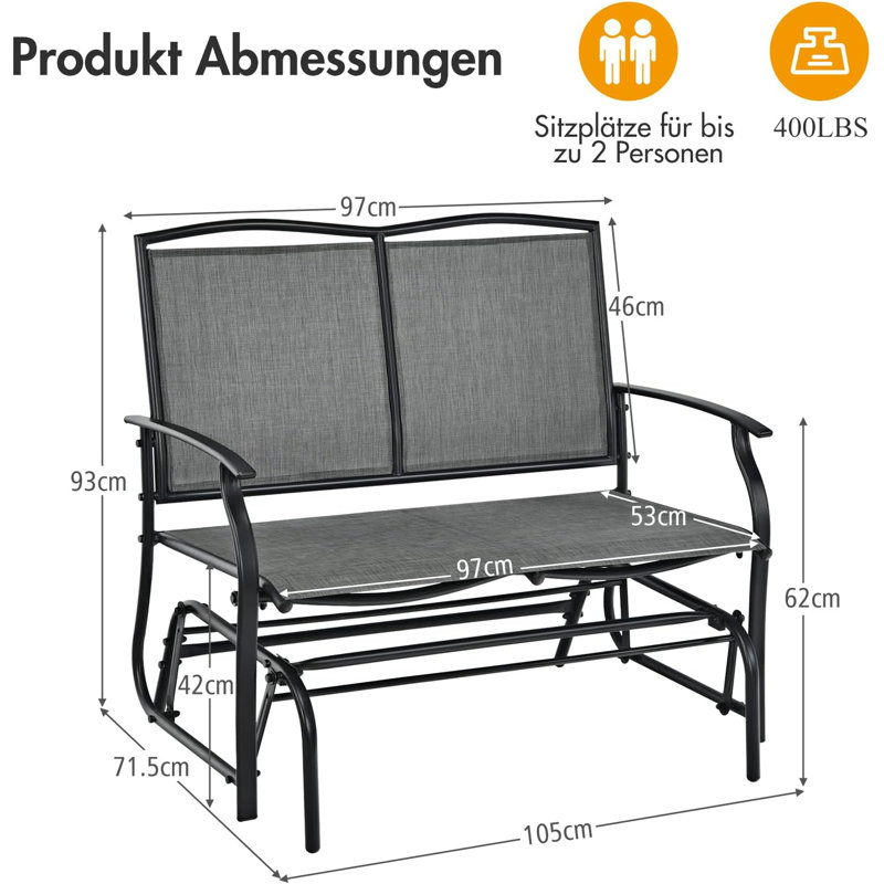 Shirleysburg Metal Outdoor Bench, Grey