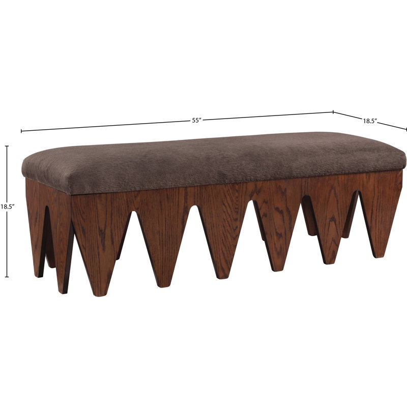 Banc en tissu Altair, Velours noyer / Finition noyer