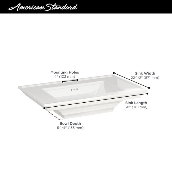 American Standard Town White Ceramic Rectangular Pedestal Bathroom Sink ...