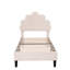UK & EU Sizes Scalloped Shell Velvet Bed, Glam Upholstered Platform Frame With Gold Legs, Burgundy & Beige-863075799-868068580