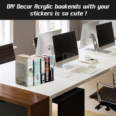 Serre-livres en acrylique pour tablettes, 12 bouts transparents pour livres lourds, porte-livres décoratif