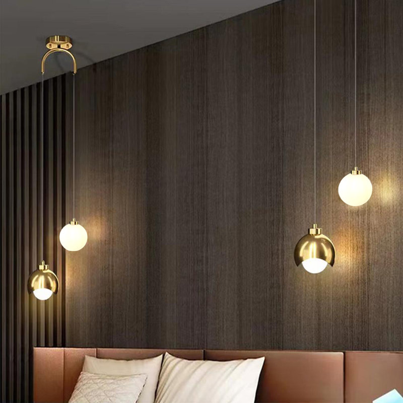 Plafonnier à hauteur réglable à 2 lumières avec abat-jour décoratif Loriel, Or