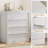 Modern 4-Drawer Bedside Table, 39in High Storage Organizer with Anti-Toppling Device, Small End Side Table for Small Spaces, Bedroom Furniture-White