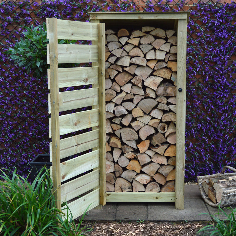 Stanardsville 89.5cm W x 80cm D Solid Wood Log Store, Light Green