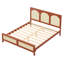 Lit plateforme en bois avec tête et pied de lit en rotin-886814188-885510474
