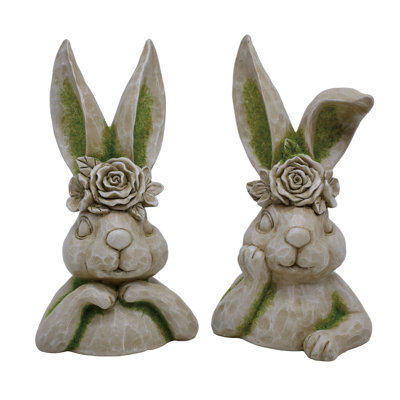 Buste de lapin en mousse, résine, crème, résine, ensemble de 2, plateau de table, salon, printemps, décoration intérieure