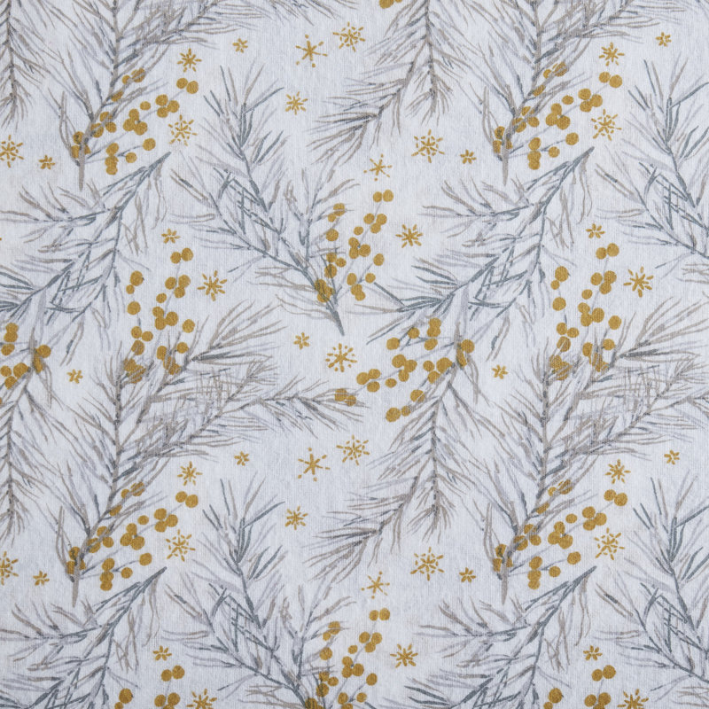Pine Triple Brushed Cotton Flannel Bed Sheet Set, Gold, Queen Sheet Set with Fitted Sheet and Pillowcases