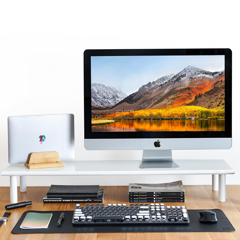 Bamboo Monitor Stand, White