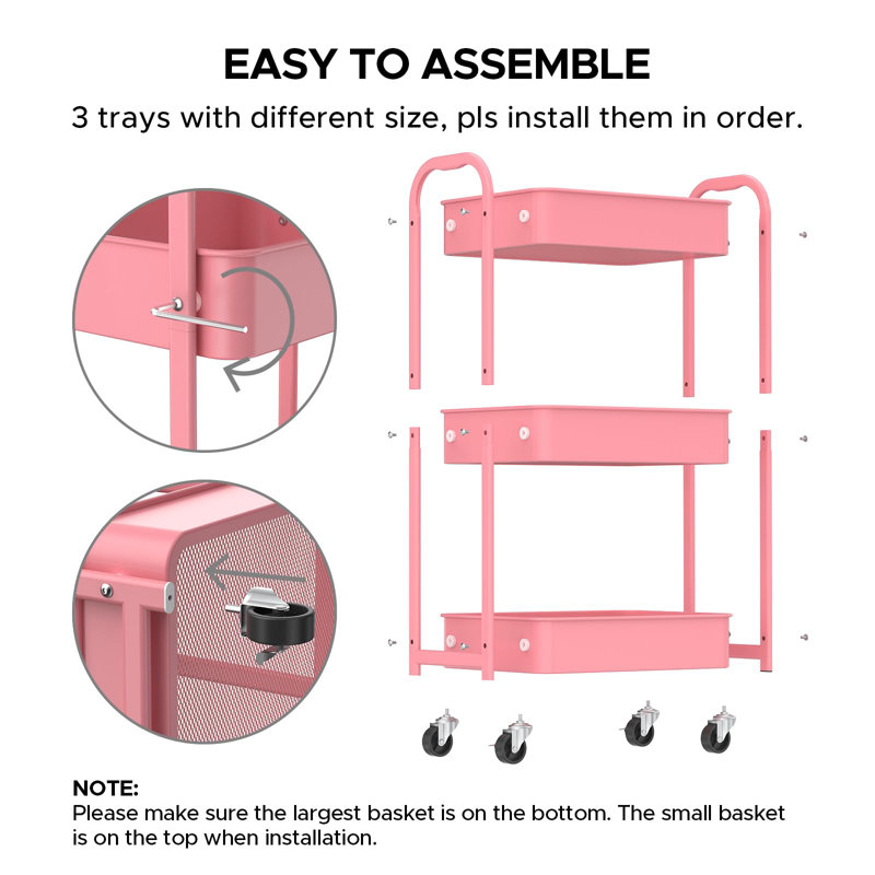 Chariot utilitaire roulant, Rose
