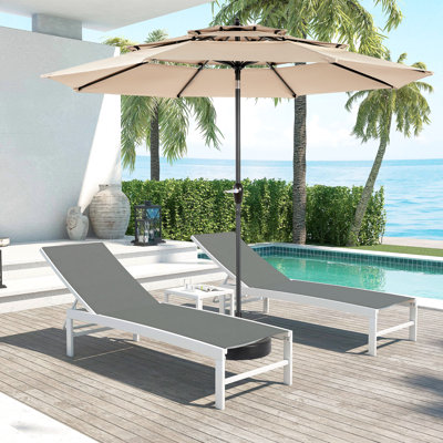 Parasol d'extérieur automatique à 3 niveaux 10pi - Housse kaki avec ventilation et amortissement pour cour arrière en aluminium