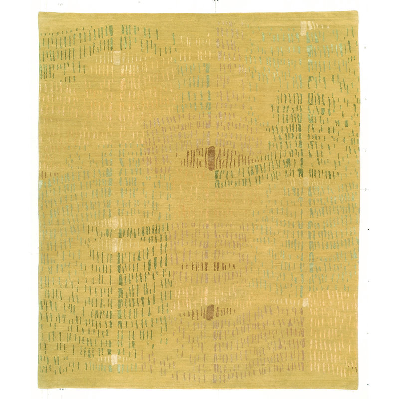 Designer Reserve Hand Knotted Abstract Area Rug in Yellow, 3' x 5'