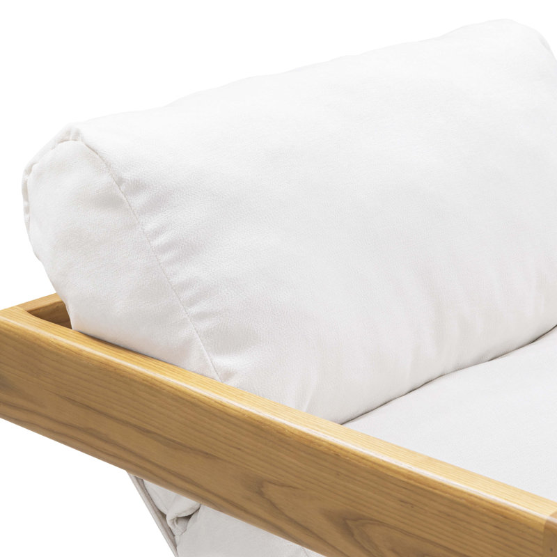 Fauteuil d'appoint en tissu recyclé crème Palma, Medium Yellow Wood, Blanc