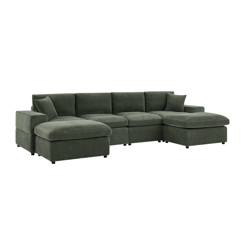 Canapé modulaire symétrique en velours côtelé, Corduroy - Dark Green