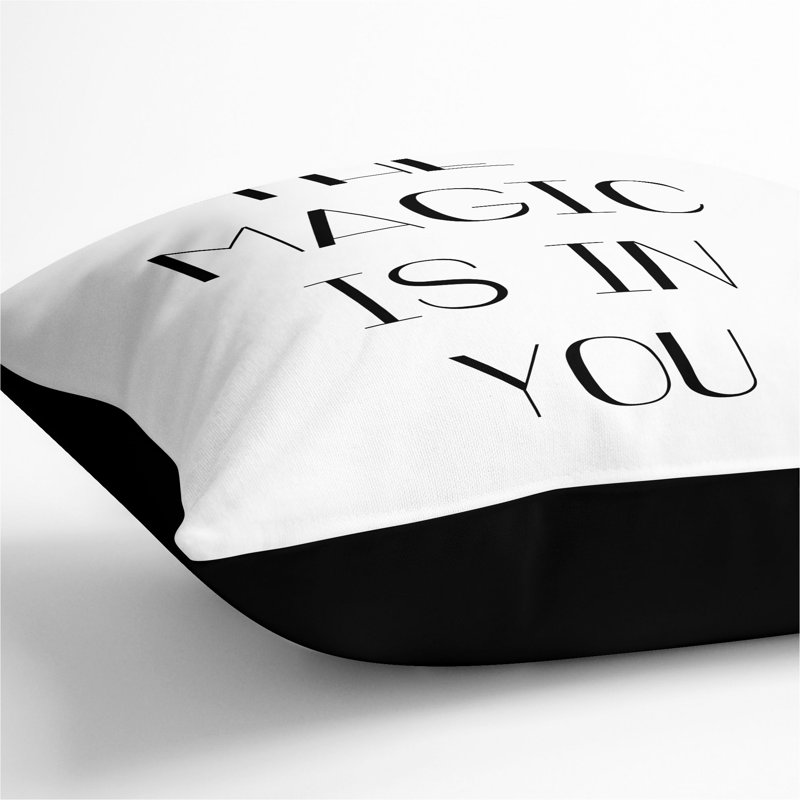 Square Cushion, Black, 55cm H x 55cm W x 20cm D