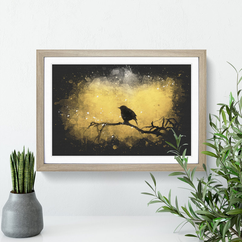 Bird at Sunset - Framed Print, Oak, 36cm H x 48cm W x 2cm D