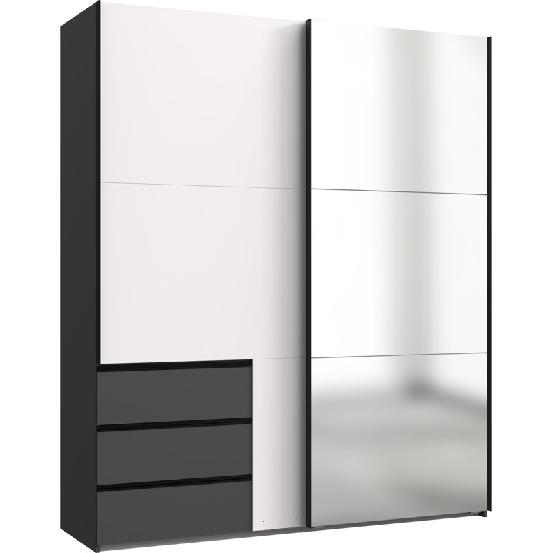 Guardino 2 Door Wardrobe, White/Graphite, 236cm H x 200cm W x 65cm D