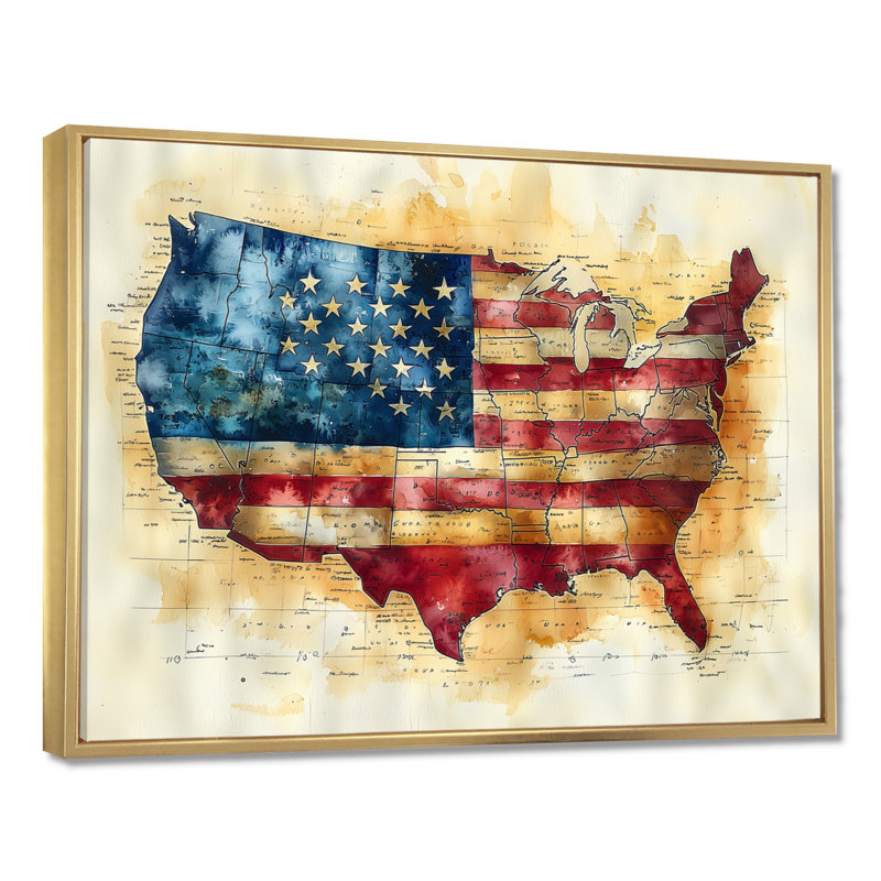 Monteleone - Map Wall Art, 30" H x 40" W, Floater Framed Print, Gold