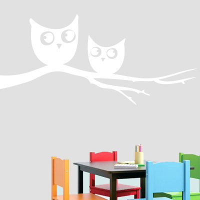 Décalcomanie murale owls sur une branche