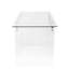 Bureau contemporain en verre avec base en acier inoxydable chromé, plateau trempé transparent pour bureau personnel