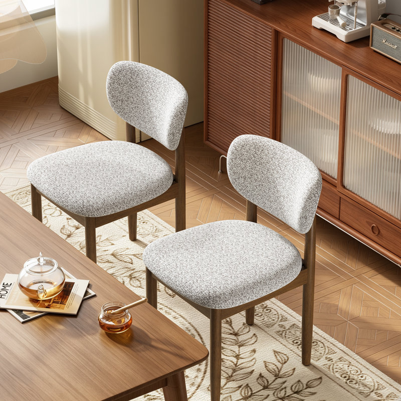 Chaise d'appoint rembourrée en bois massif, Kaki