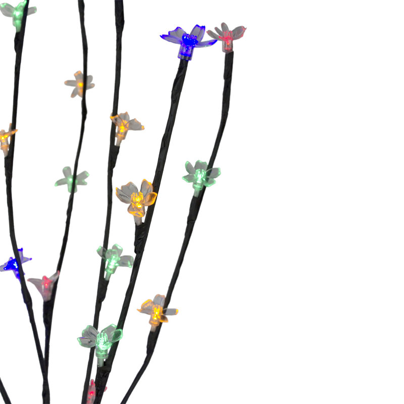 Set Of 3 Led Cherry Blossom Lighted Artificial Tree Branches 2.5' - Multi Coloured, Blue/Yellow