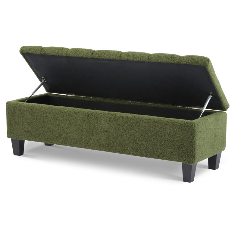 Spacieux banc de rangement avec repose-pieds Boucle vert pour les espaces de vie