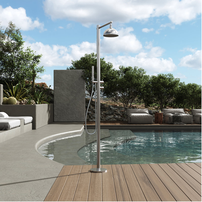 EdenFalls Freestanding Stainless Steel Outdoor Shower with Handheld Shower