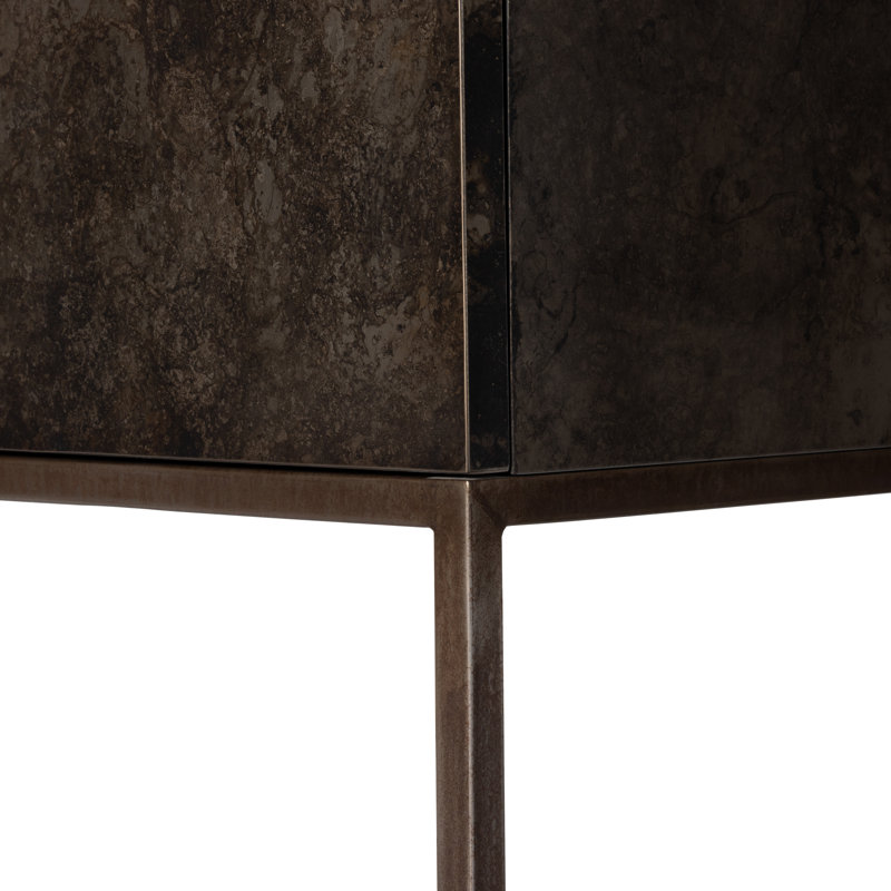 Roman Bar Cabinet, Antiqued Brass Aluminum