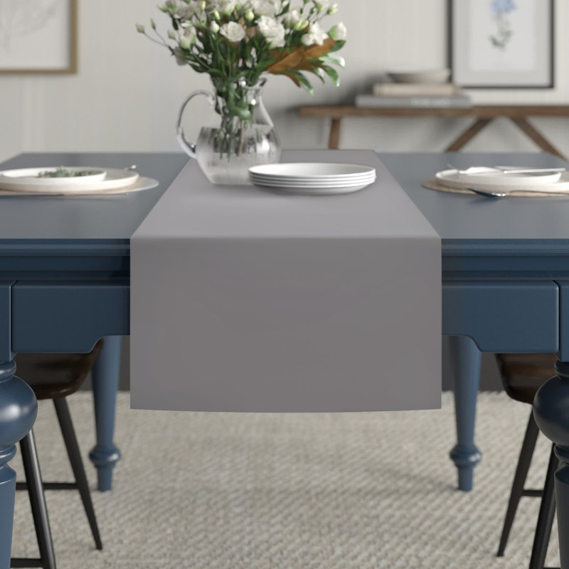 Chemin de table Doster, 90 po x 16 po, Gris, Couleur unie