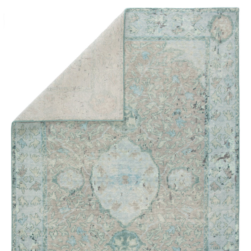Hand Knotted Wool Oriental Area Rug in Green/Beige/Gray, Rectangle 2' x 3'