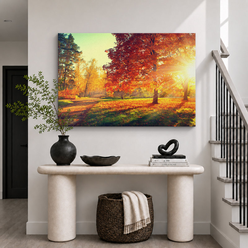 Reproduction d'art sur toile, paysage d'automne, H 24 po x l 36 po, Toile tendue, Sans cadre