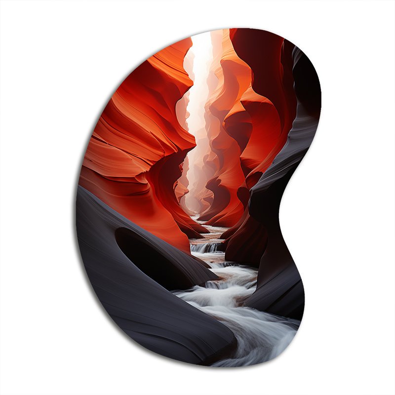 Marimar - Canyon, forme murale en métal, reproduction d'art asymétrique rouge, H 39 po x l 28 po
