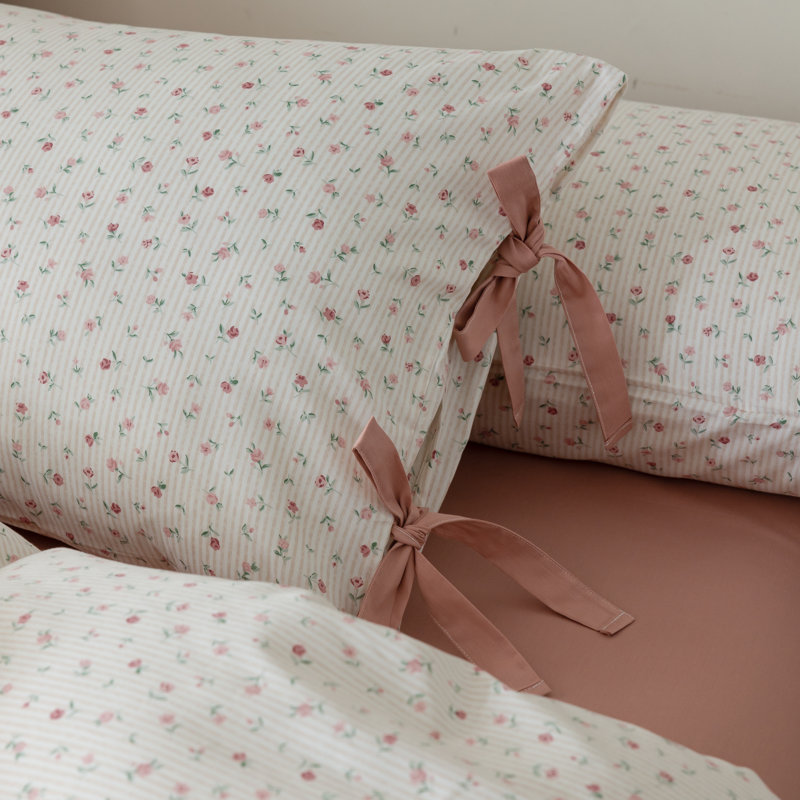 Ensemble d'édredon en microfibre à imprimé floral, Édredon double, Motif floral rose