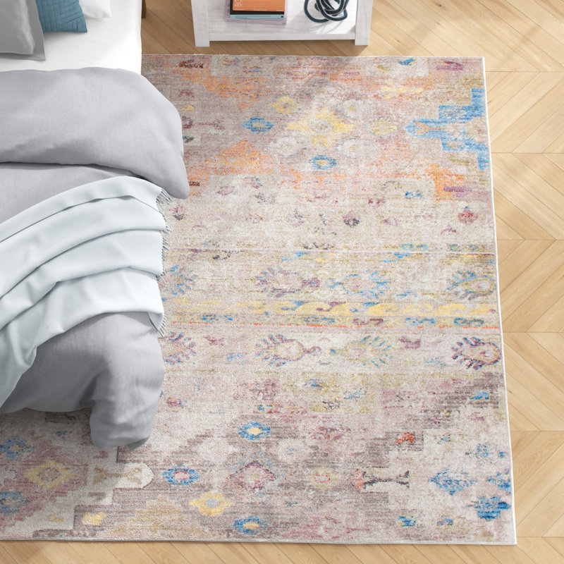Tapis crème de style sud-ouest Leanora, Rectangle 5 pi 1 po x 8 pi