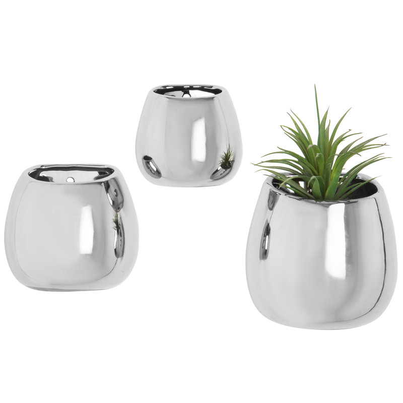 Ceramic Wall Planter, Silver