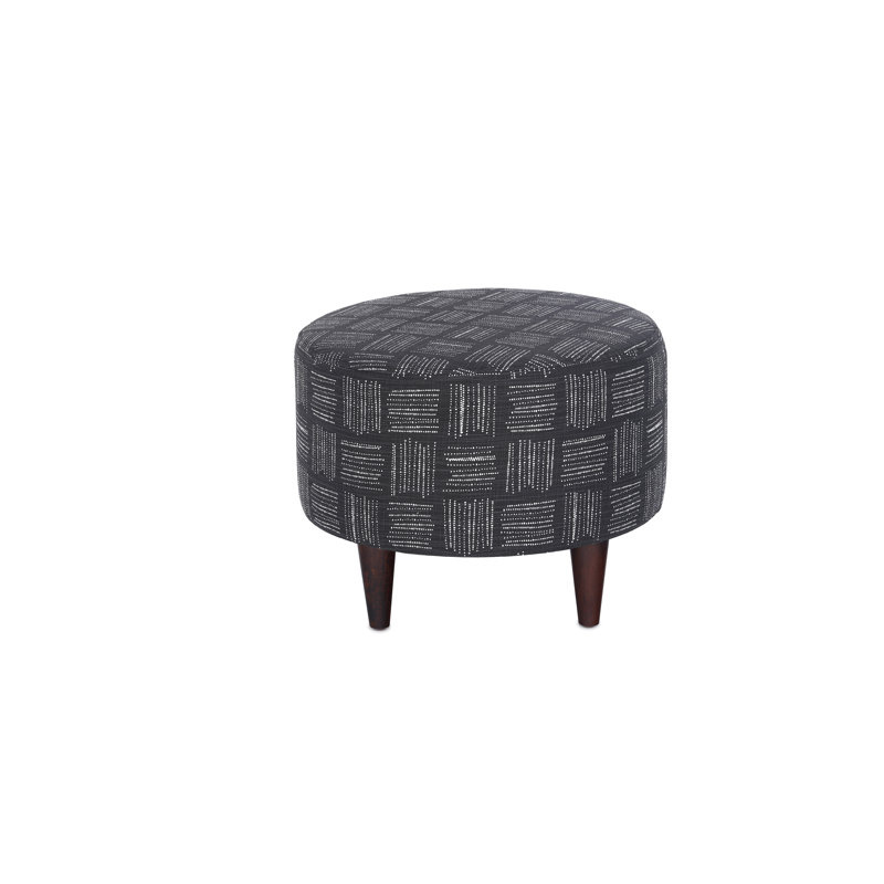 Meila Upholstered Ottoman, Black 100% Cotton