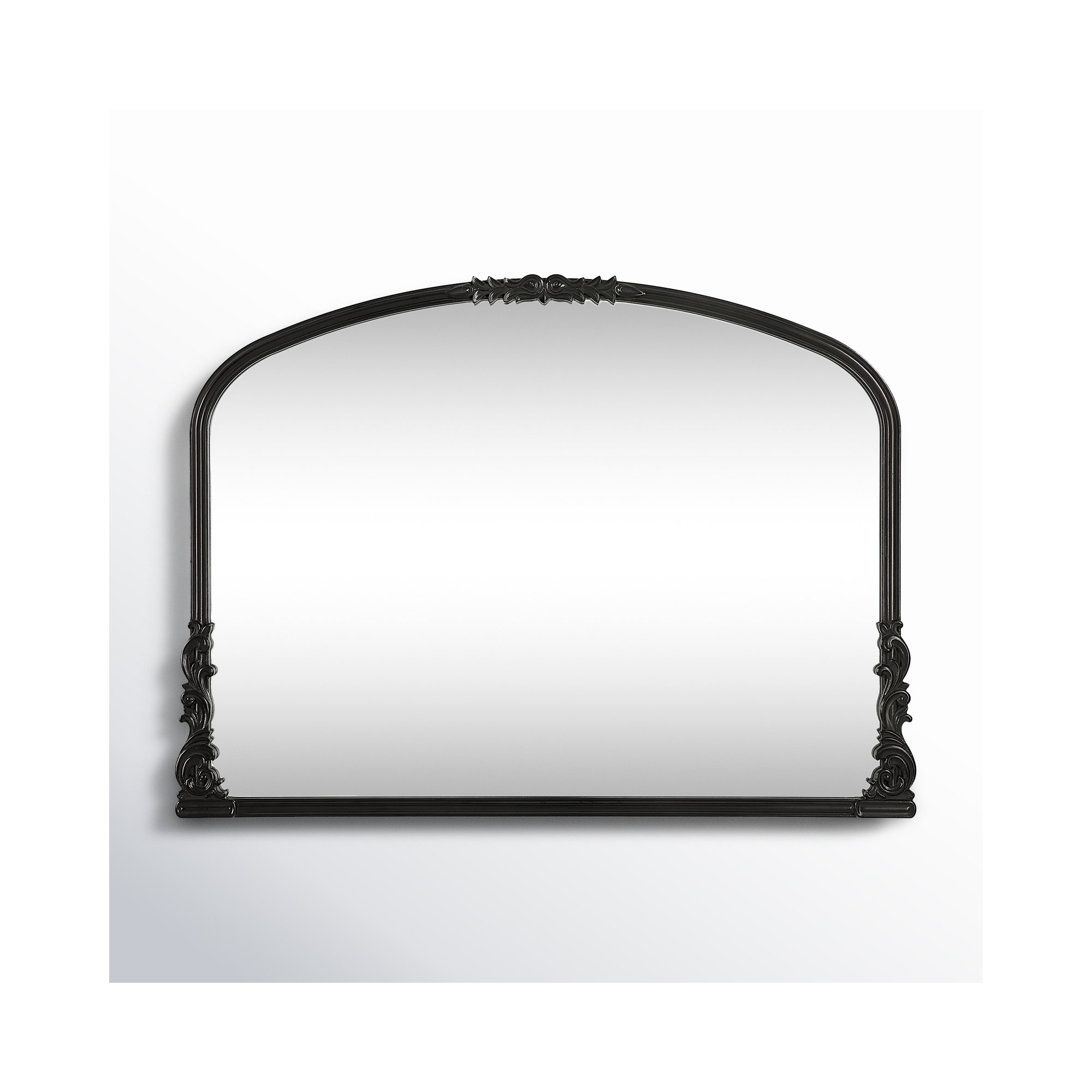Keith Engineered Wood Wall Mirror, Satin Black, 28" H x 38" W, Horizontal