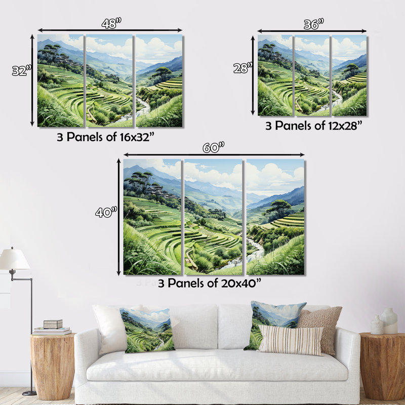 Impression sur toile 3 pièces Vietnam, H 28 po x l 36 po x P 1 po