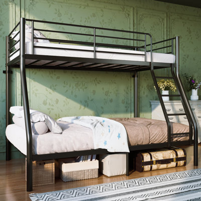 Lit superposé simple au-dessus d'un lit double en métal avec barrière de sécurité élevée et capacité de charge robuste Emerson pour enfants, adolescents et adultes