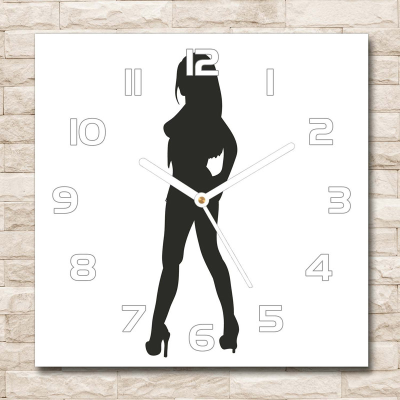Glass Wall Clock, White/Black