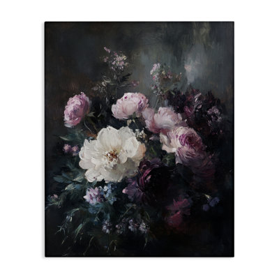 Vintage Dark Blossoms Canvas Wall Art by Petal Prints Design