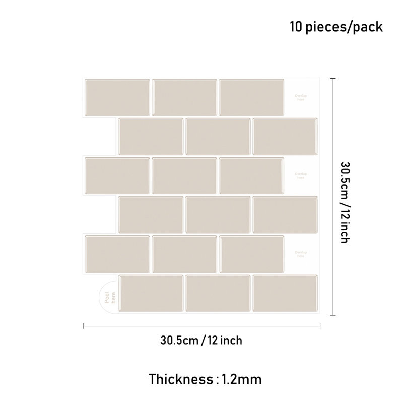 30.5 cm x 30.5 cm Peel and Stick Wall Paneling ( 10-pack), Beige