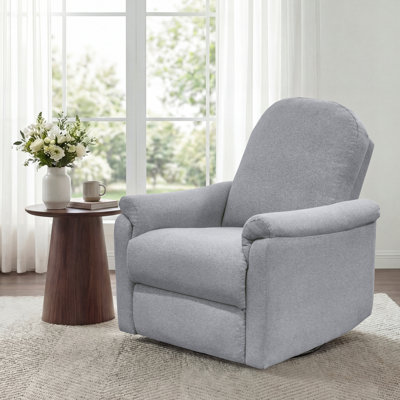 Elio Light Grey Upholstered Power Swivel Glider Recliner with USB and USB-C Ports